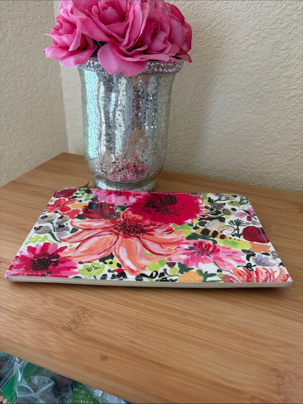 kate spade Pink Floral Glossy Zip Pouch
